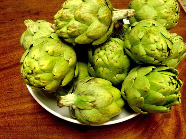 A bowl of artichokes.