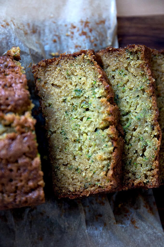 Sliced zucchini bread.