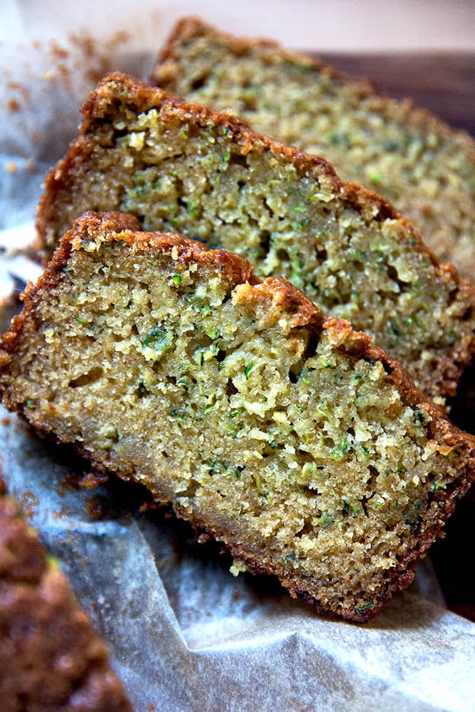 Sliced zucchini bread.