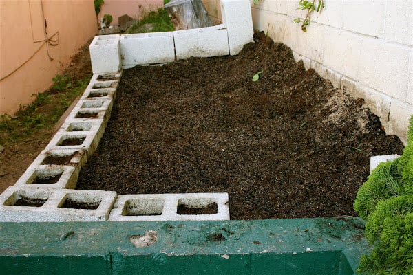 Building a Large Compost Bin Area with Concrete Cinder Blocks 