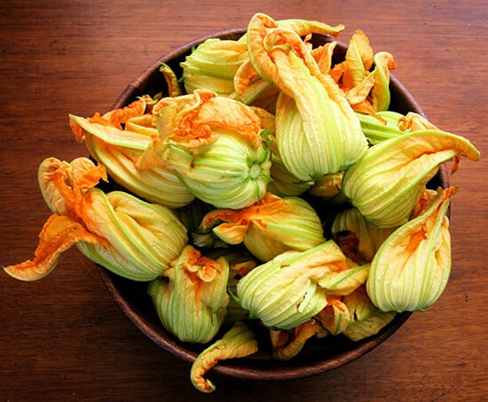 Ever since I learned how to stuff squash blossoms, batter them and fry them, I've looked forward to the summer growing season, which would bring these delicate flowers to market. Seeing squash blossoms was always a treat. // alexandracooks.com