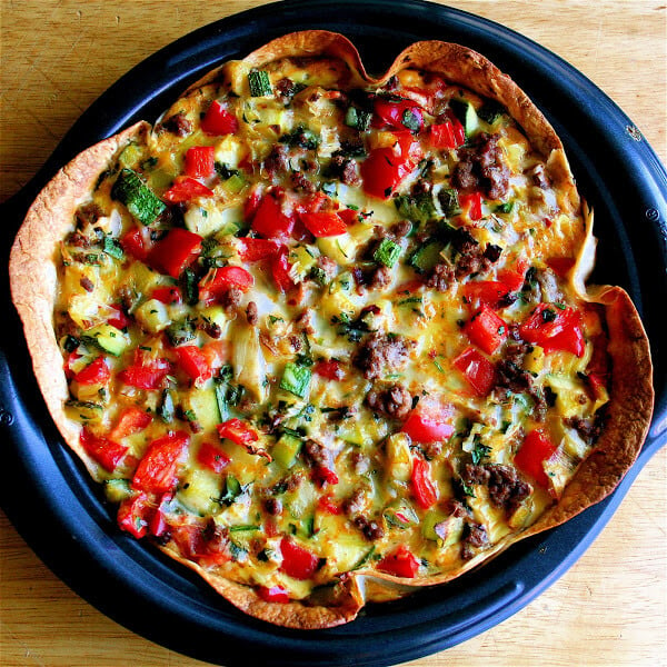 Looking for ways to use up those leftovers in the refrigerator? Try this simple tortilla quiche! // alexandracooks.com