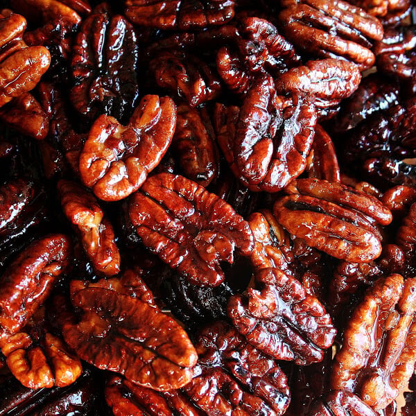 While not the simplest recipe to whip up — this recipe calls for blanching first, then deep-frying — these candied pecans are the crunchiest and most delicious I've ever tasted. // alexandracooks.com