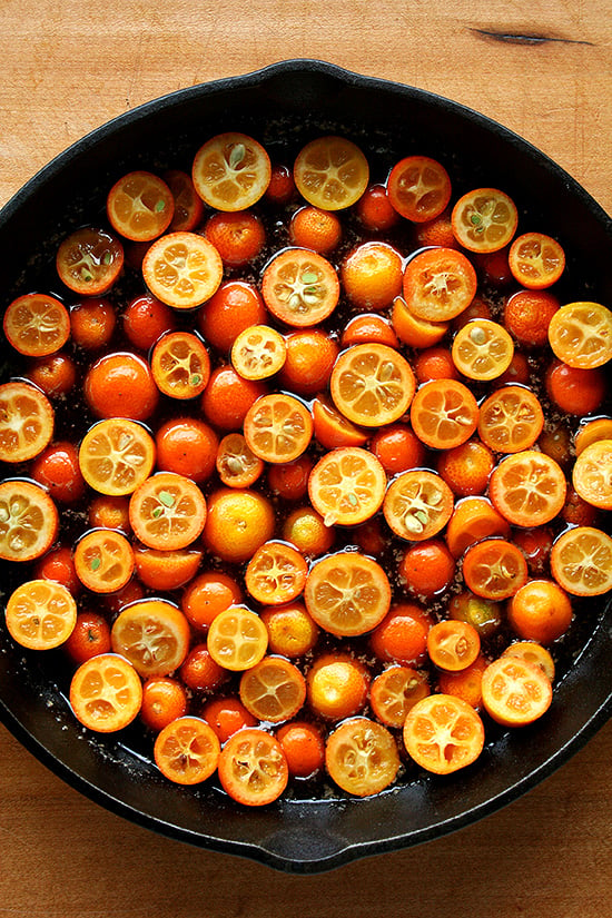 kumquats in pan