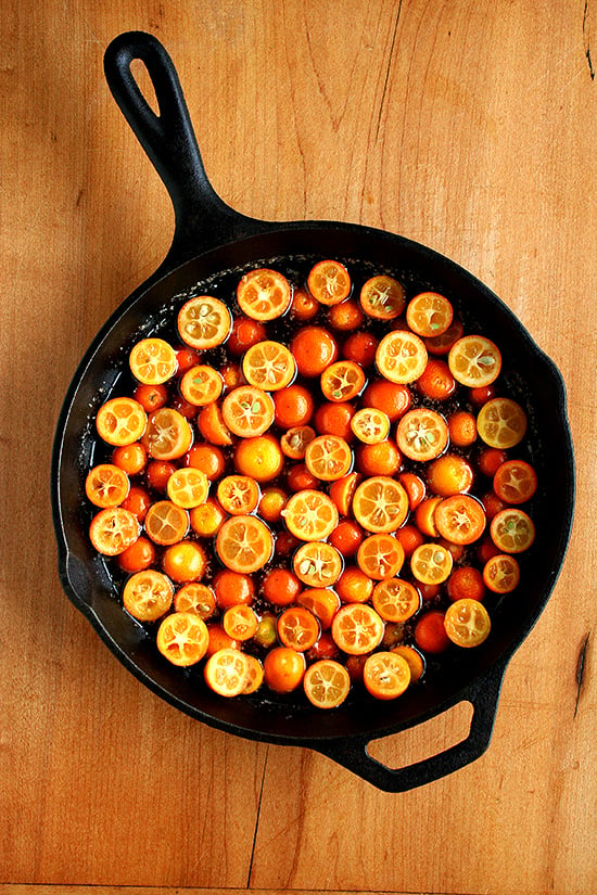 kumquats in pan