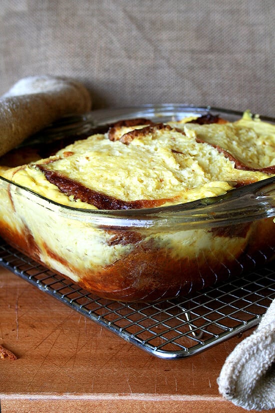 Made with brioche, topped with seasonal fruit and a light caramel sauce, it's hard to beat Tartine's bread pudding. Yum. // alexandracooks.com