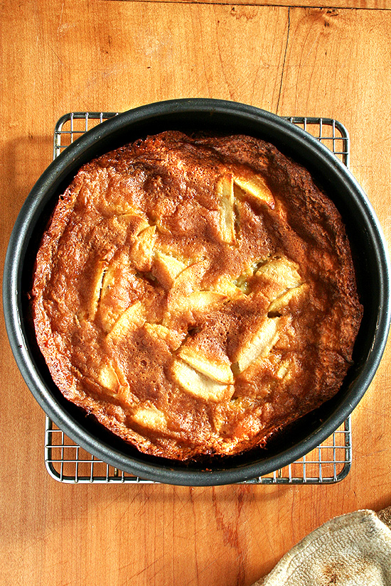 Balzano apple cake is more like a cross between a clafouti and a pancake — and the most delicious clafouti-pancake cross you’ve ever tasted at that. After the cake is removed from the oven, it falls, and the slices of vanilla-seed speckled apples meld together sinking into the tiniest of tiny layers of cake. It is delectable. // alexandracooks.com