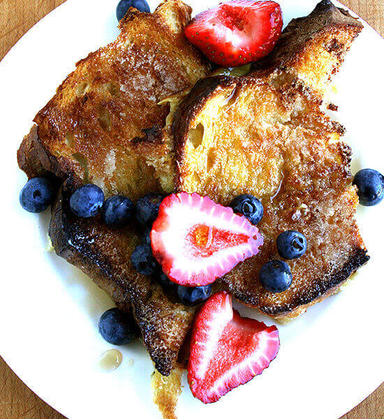A plate of overnight French Toast.