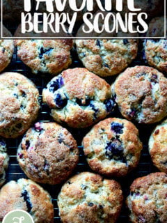 Just baked berry scones on a sheet pan.