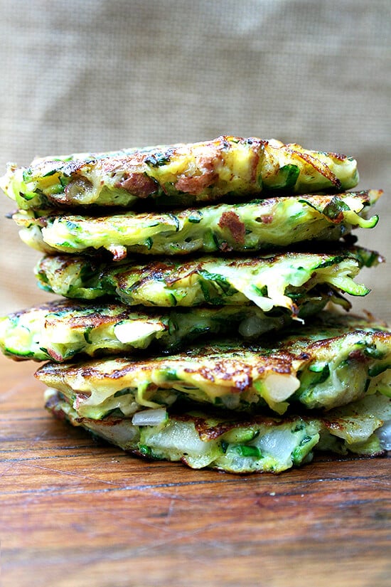 A stack of zucchini fritters