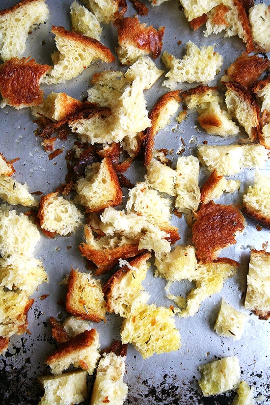 brioche croutons, unbaked