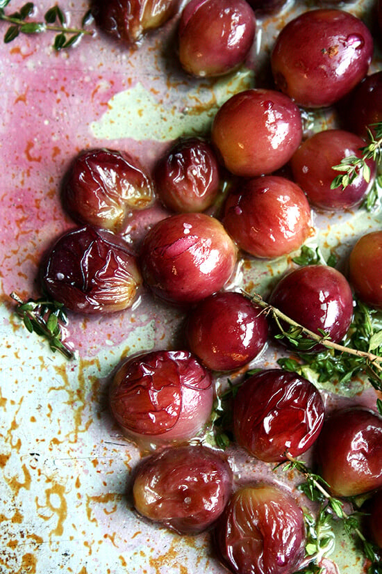 Roasted Grapes with Thyme, Salt and Olive Oil