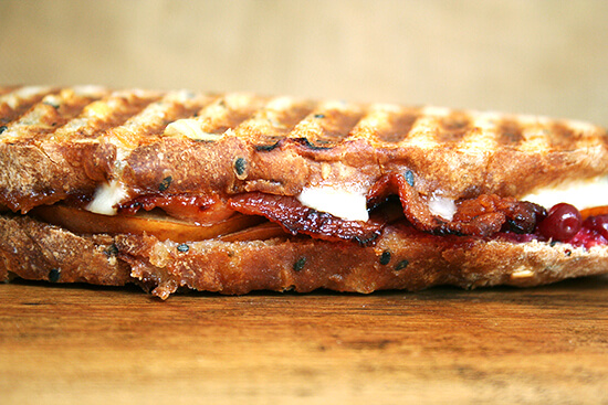 bacon, pear and cheddar panini