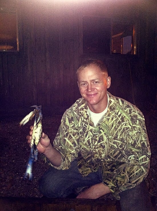 Ben holding a soft shell crab.