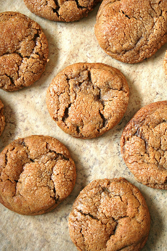 Molasses crinkles on a sheet pan. 