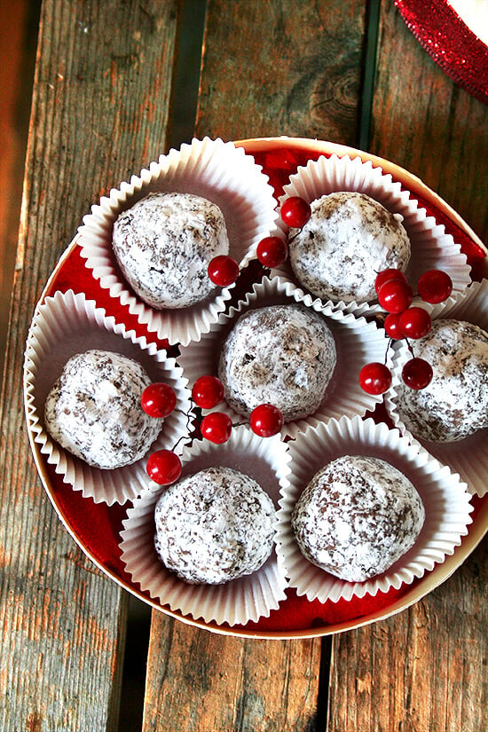 A tin of rum balls. 