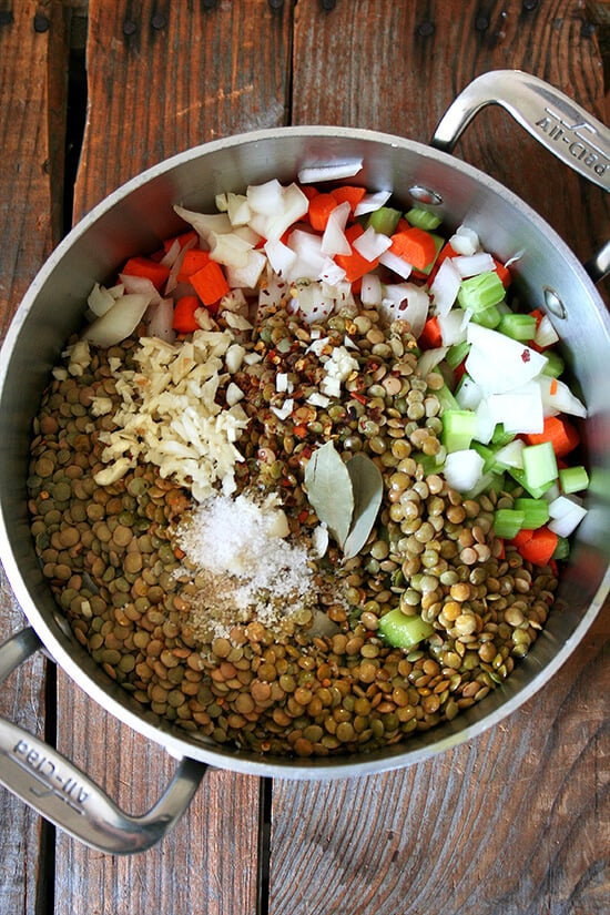 lentil soup, uncooked