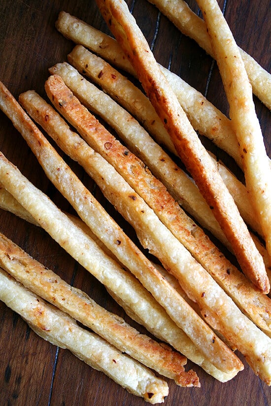 Spicy, salty, crispy — these cheese sticks are addictive and will never not appear at a party I host from here on out. They take just minutes to whip up. They look beautiful. And they couldn't be more party friendly — who doesn't like butter, cheese, salt and a little spice? // alexandracooks.com