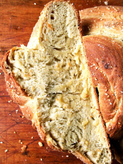 Olive oil makes this semolina bread super moist, but it's the presence of semolina flour, an ingredient I am only just discovering, that gives this bread such a unique texture and flavor. The owner of Macrina Bakery, Leslie Mackie, to whom we can thank for this creation, says it best: "Semolina flour gives the bread a hearty texture but also a kind of creamy, almost corn-like flavor." A salty, crusty exterior moreover makes the bread irresistible. // alexandracooks.com