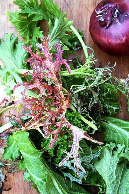 Asian mixed greens from a CSA delivery. 