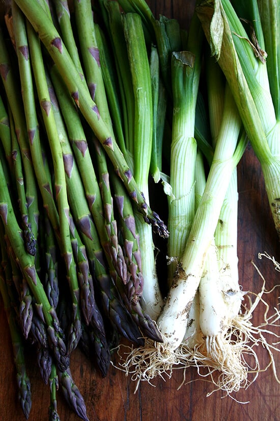 asparagus & spring onions