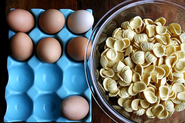 orecchiette and eggs