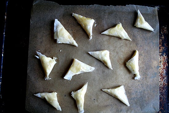 tiropitas, ready for the oven