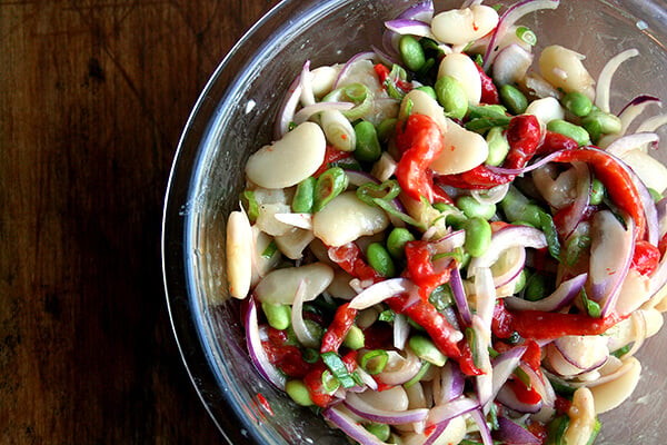 lima bean and roasted red pepper salad