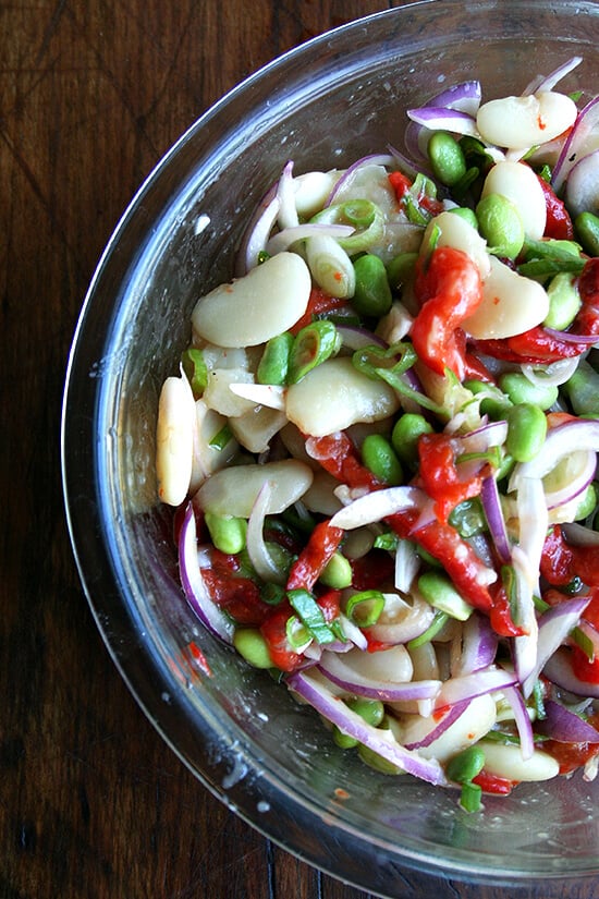 lima bean and roasted red pepper salad