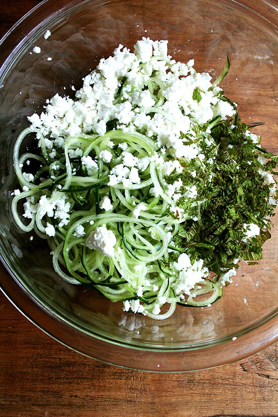 cucumber, feta and mint salad