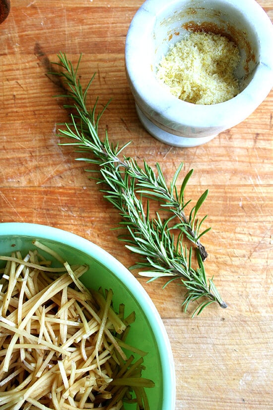 potatoes, rosemary, lemon salt