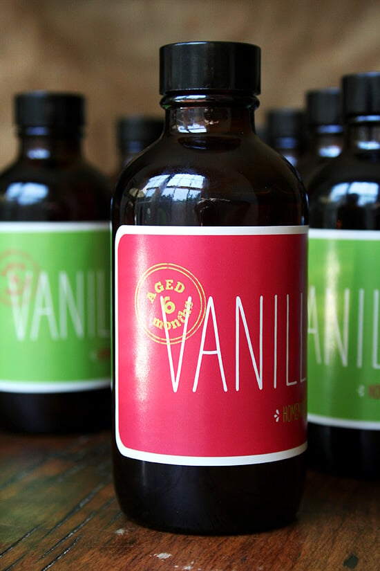 homemade vanilla, bottled