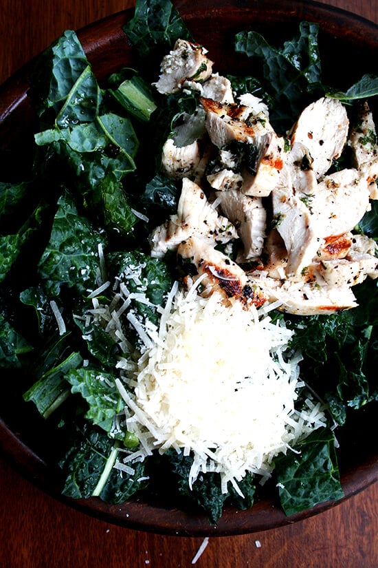 kale caesar with grilled chicken