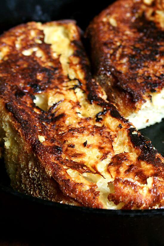 While I love this baked French toast above all for its texture — caramelized on the outside, not soggy on the inside — what distinguishes it from any other French toast I've had, baked or otherwise, is the presence of lemon zest, a most-unexpected and delicious flavor in a traditionally cinnamon-spiked dish. // alexandracooks.com