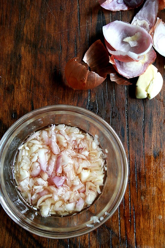 shallots & garlic macerating in vinegar