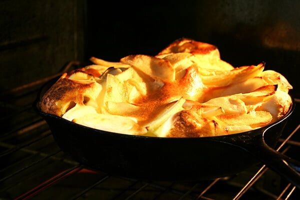 big apple pancake in oven