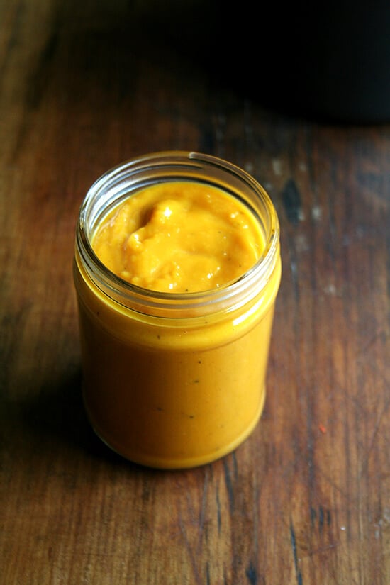 A jar of the butternut squash pasta sauce.