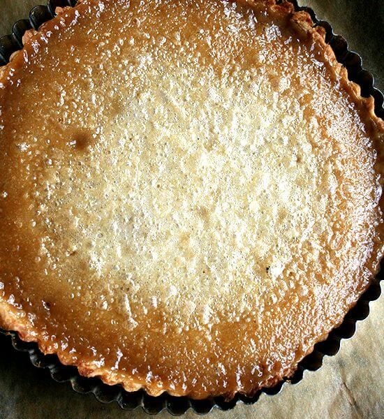 A just-baked maple cream tart.