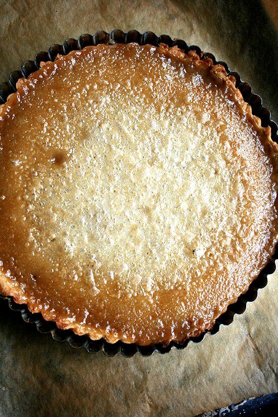 A just-baked maple cream tart.