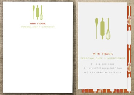 stationery and business card for a personal chef