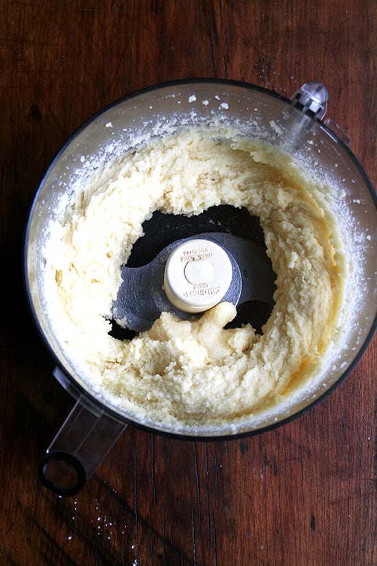 Almond torte batter blended. 