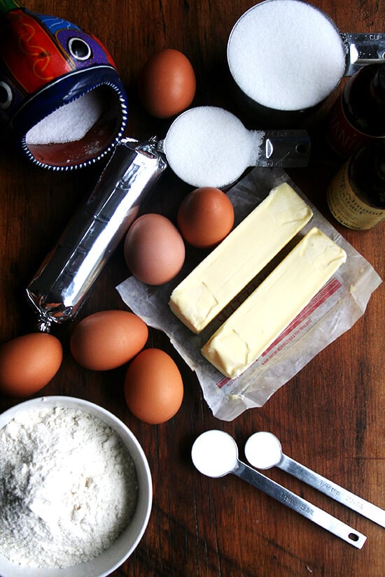 Chez Panisse almond torte ingredients.