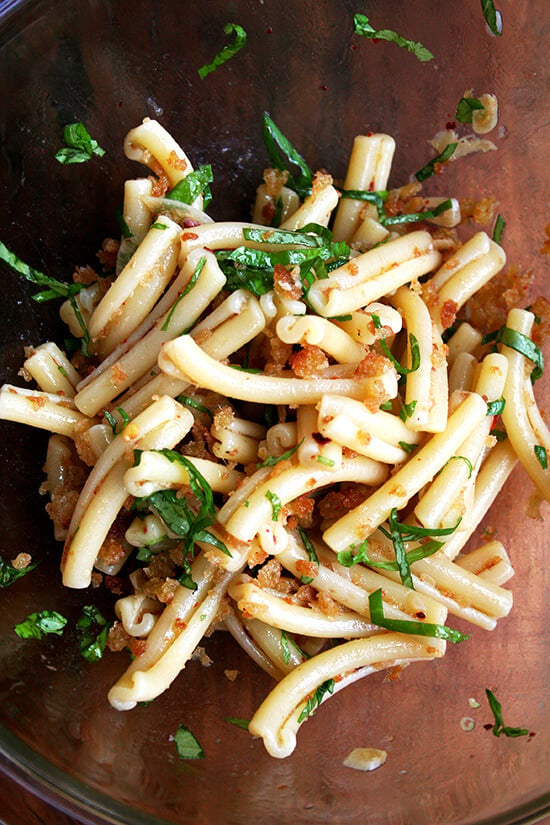 Just when you think you have nothing to serve for dinner, toasted breadcrumbs along with a few pantry items — garlic, crushed red pepper flakes and anchovies — come to the rescue, working together to produce an unbelievably tasty dinner. This is pantry cooking at its finest — quick, easy, delicious. // alexandracooks.com