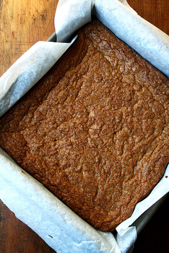 brown butter and sea salt blondies, just baked