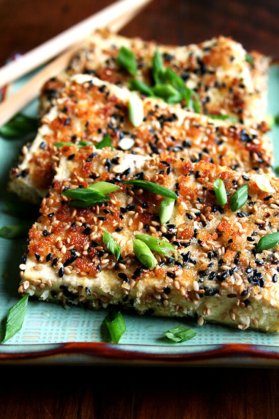 This tofu with nuoc cham is all about the sauce: the spicy, sweet, sour condiment ubiquitous at nearly every Vietnamese meal. While the crispy sesame-and-panko coated cubes of tofu are quite good on their own, if you like nuoc cham, you'll like this dish. Be warned: one bite of it might make you call up your local Vietnamese restaurant and order a few fresh spring rolls, some grilled grape leaves and a plate or two of bahn xeo, just, you know, to enjoy alongside your tofu. // alexandracooks.com