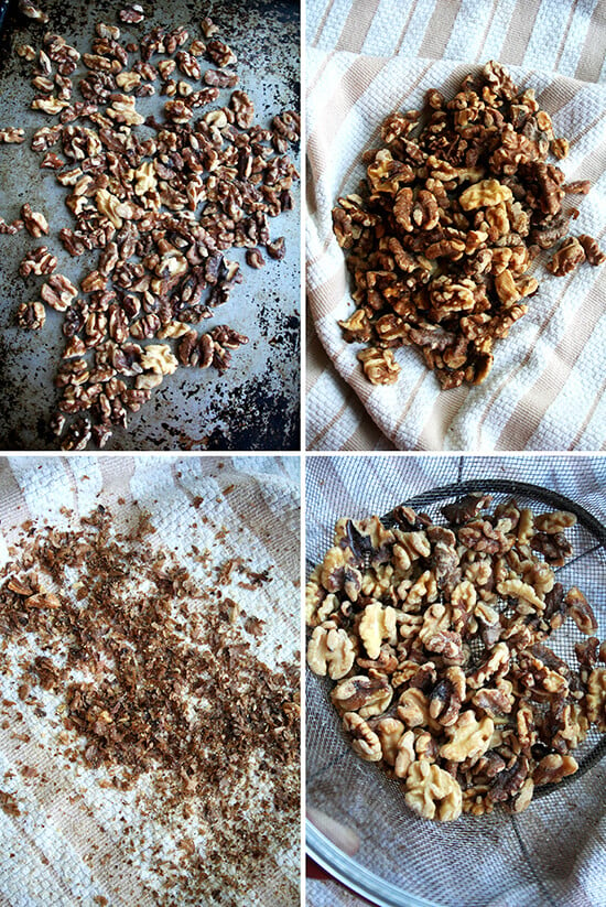 toasting walnuts & removing their skin