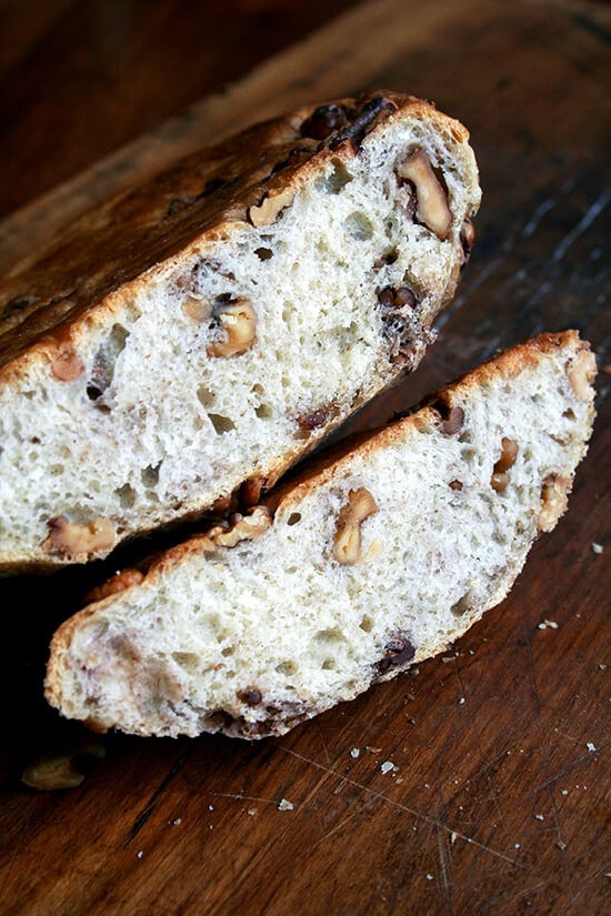 sliced walnut bread