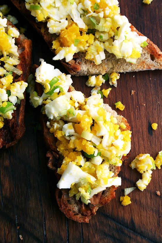 Toast with Hard Boiled Eggs & Bagna Cauda // Also, Walnut Bread