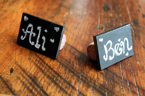 chalkboard-cork table place cards