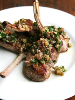 Made with shallots, bread crumbs, olive oil, capers, anchovies, parsley and thyme, this bread crumb salsa could be served with anything from pan-seared lamb chops to grilled steak. Yum. // alexandracooks.com